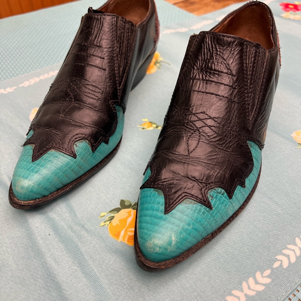 Chic Black and Teal Ankle Booties
